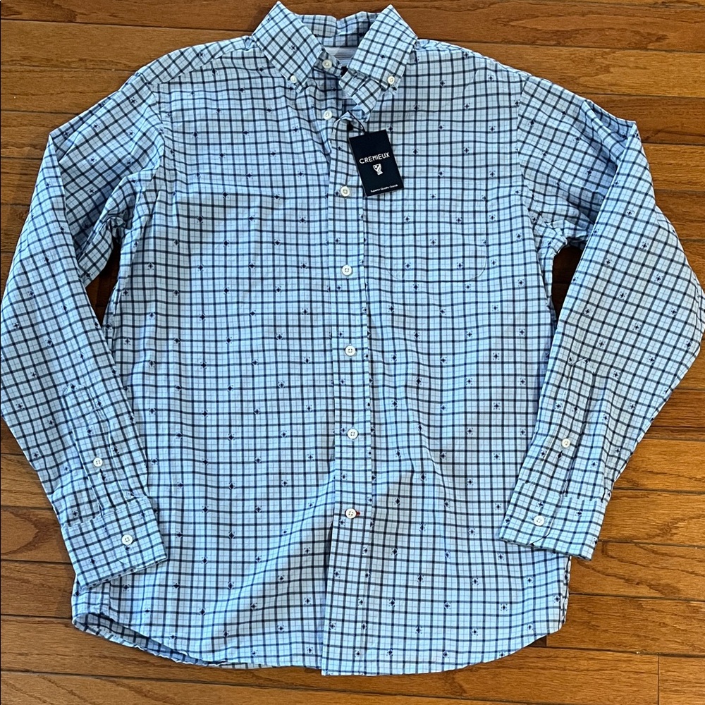 Daniel Cremieux Men's Blue and Black Checkered Shirt